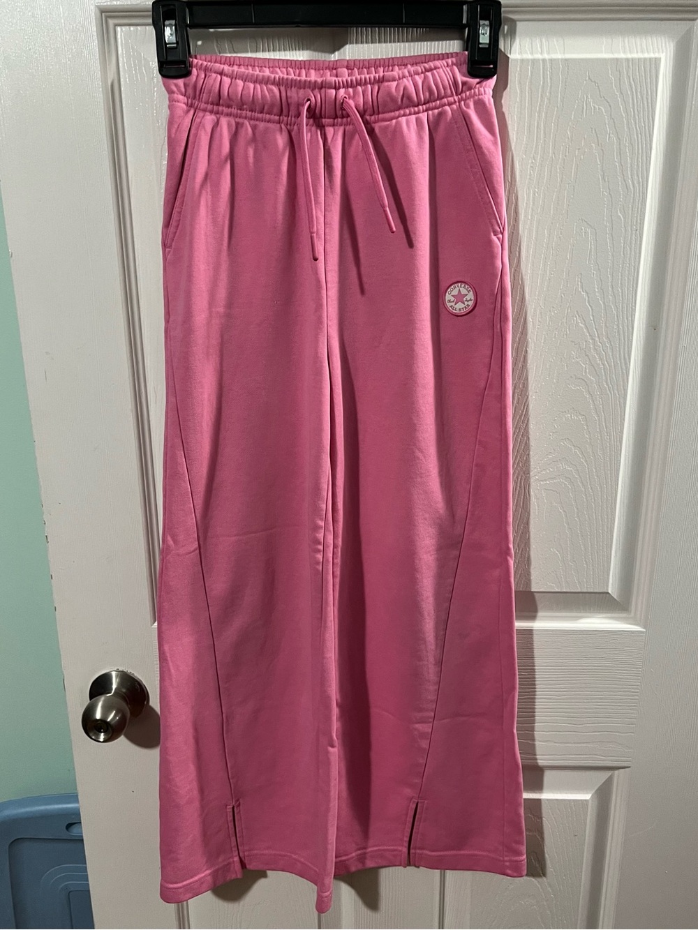 Converse All Star Girls Pink Wide Leg Sweatpants Elastic drawstring Waist size M